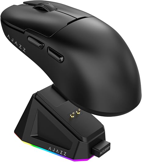 DAIDAI  AJAZZ AJ159P Draadloze Gaming Muis met RGB Charging Dock – PAW3395 – 26.000 DPI – 56 g