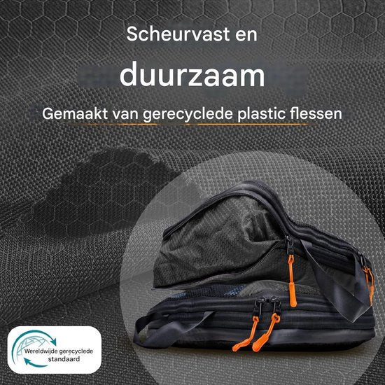 Packing Cubes met compressie voor koffer en rugzak incl. pakzak, Midnight Escape - Zwart