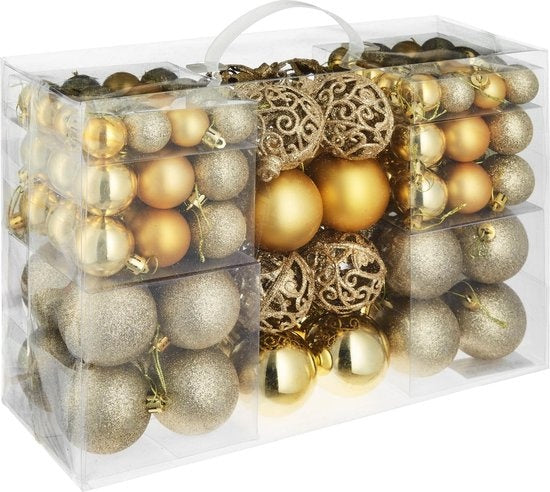 tectake - Set van 100 kerstballen goud - 403323