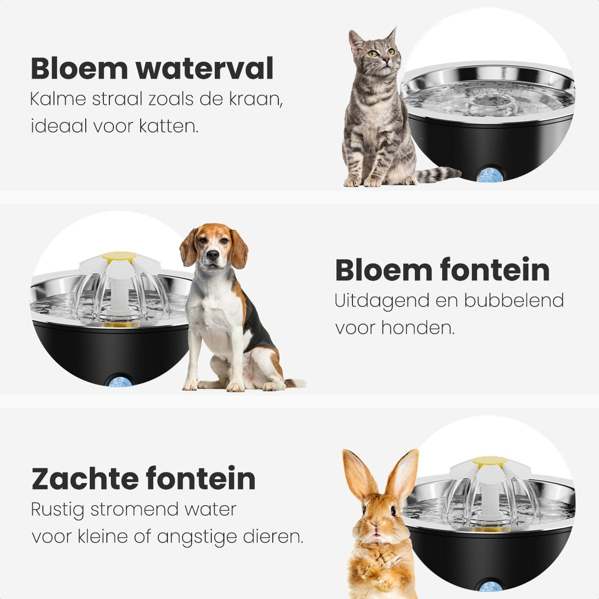 Auronic Drinkfontein voor Katten en Honden - 2,4L - Incl. 4 Filters en 2 Borstels - Zwart