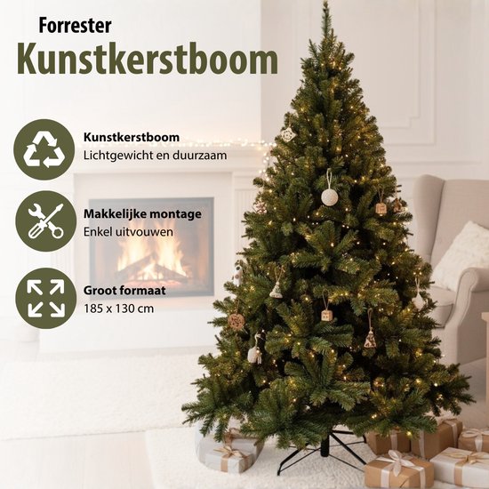 Triumph Tree Forrester Kerstboom - Kunstboom met 912 Volle Takken voor Natuurlijke Uitstraling - Kerstversiering voor Binnen - Boom van PVC met Kliksysteem - H215 x Ø135 cm - Groen