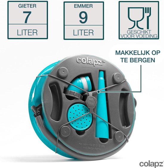 Colapz Opvouwbare Emmer en Gieter 9L - Jerrycan met Kraantje 7 tot 9 liter - Emmer met Deksel Afsluitbaar - Blauw - BPA-vrij - 27 x 22 x 22 cm - Kamperen met Caravan en Camper in 2025