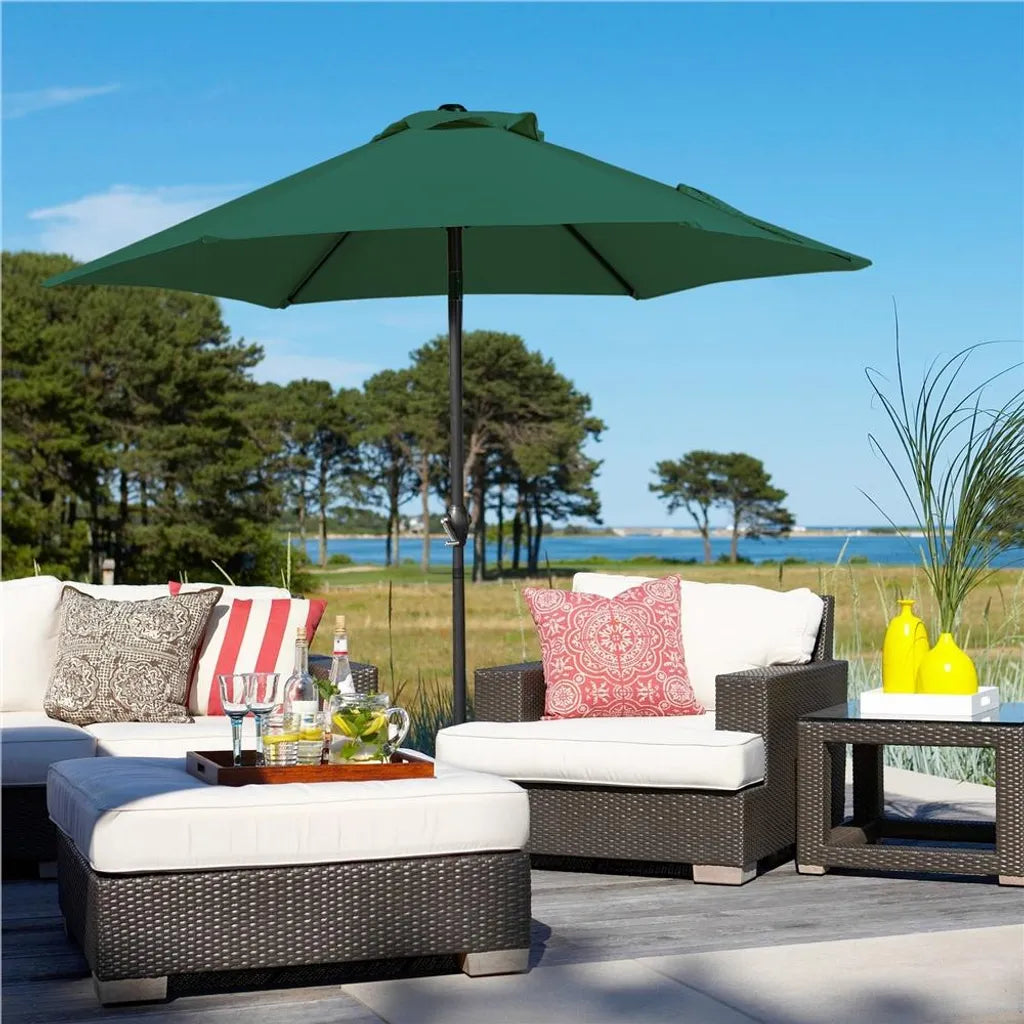Yaheetech Parasol - Ø230 cm - Kantelbaar - Met Zwengel - Tuinparasol - Donkergroen