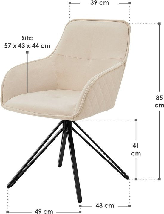 Eetkamerstoel / Draaistoel / Kuipstoel Clyde - Beige - Metalen onderstel