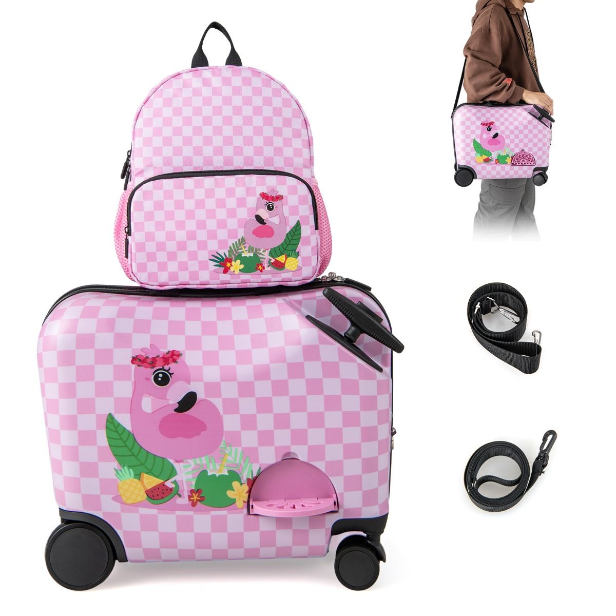 Coast Kinderkoffer en Rugzakset - 4-in-1 ontwerp - Zitfunctie - Roze