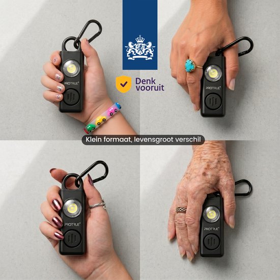 Persoonlijk Alarm - Zelfverdediging Sleutelhanger - 130dB Zakalarm met Zaklamp - Pepperspray - Oplaadbaar