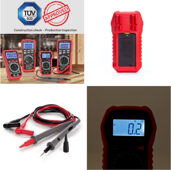 Velleman Digitale multimeter, geschikt voor het meten van AC/DC-stroom, AC/DC-spanning, weerstand, transistor, diodes en continuïteit, inclusief meetsnoeren