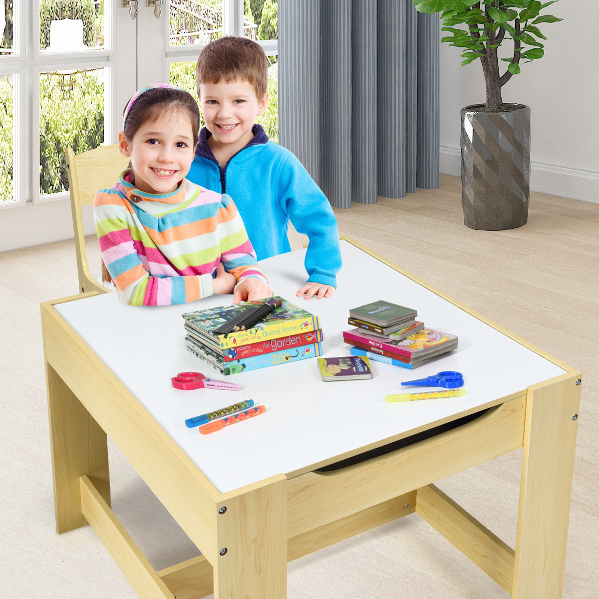 Coast Kindertafel met 2 Stoelen - 2-in-1 Tafelblad - 3 tot 7 jaar oud