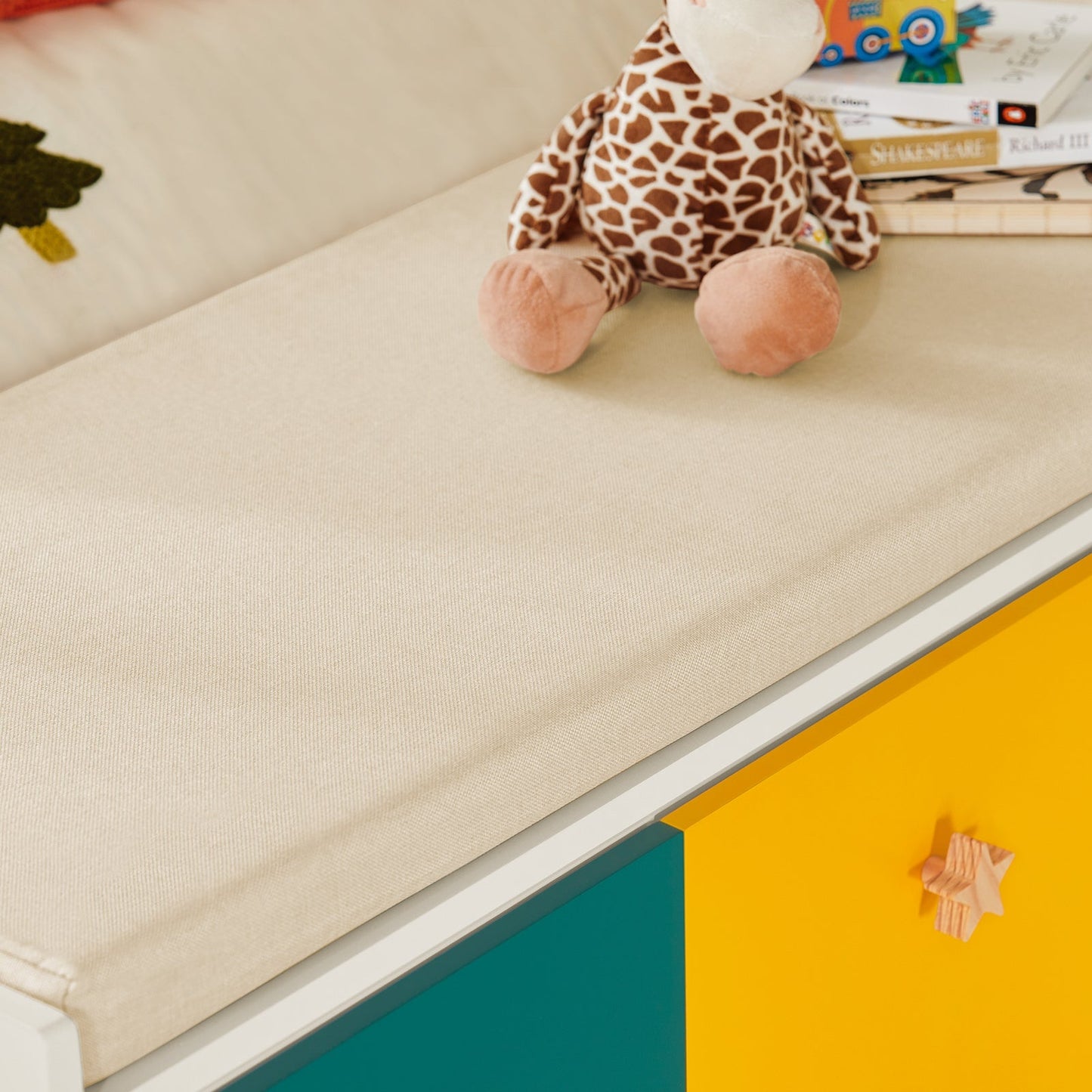 SoBuy Opbergbank Kinderen met 2 Kasten en 2 Lades - Max. 150 kg - 100 x 37 x 46 cm - Kleurrijk
