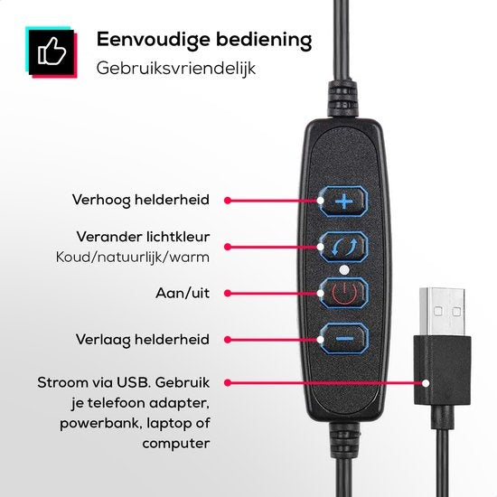 LURK ringlicht studioset 8 inch met verstelbaar statief, microfoon en afstandsbediening -  zwart