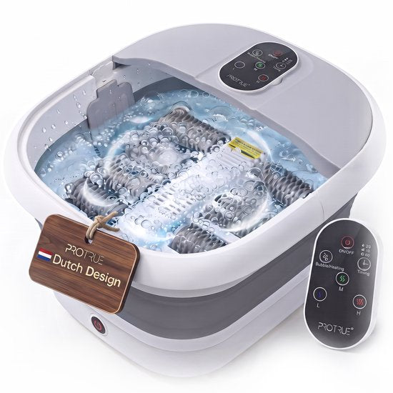 ProTrue® Voetenbad met Massage - Inklapbaar Elektrisch Voetbad met Massage Rollers - Voetmassage Apparaat met Bubbelfunctie & Verwarming tot 46°C