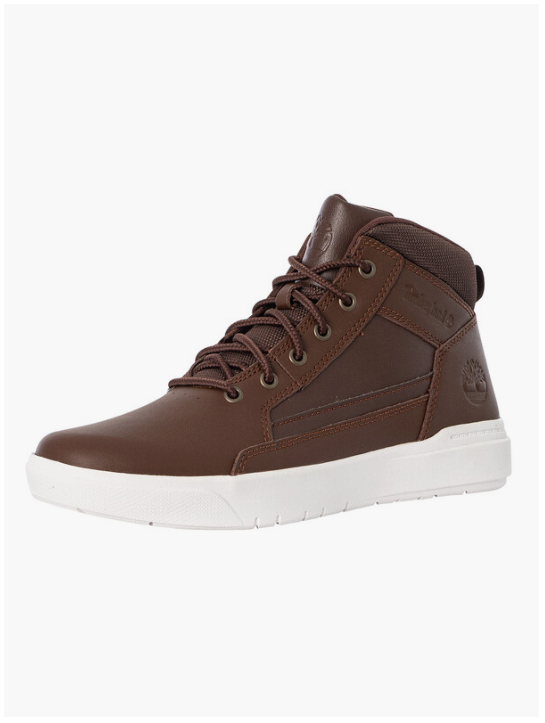 Timberland – Halfhoge Sneaker Met Vetersluiting – Maat 45.5 & Met Comfortabel Voetbed – Duurzame Rubberen Zool & Casual Stijl – Voor Heren – Medium Brown Leer