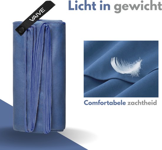 VAIVE Microvezel handdoek - Strandlaken 100x200 - Badlaken - Reishanddoek Sneldrogend - Blauw