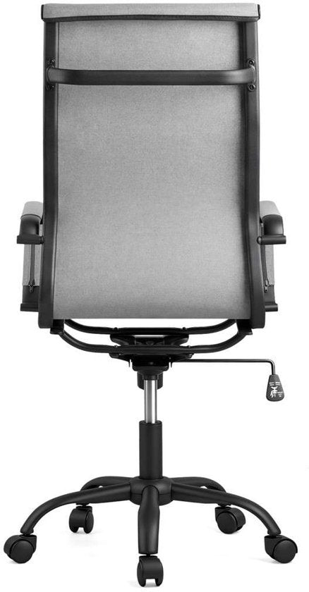 Feel Furniture - Luxe Bureaustoel - Hoge Rugleuning - Lichtgrijs met Mat Zwart Frame