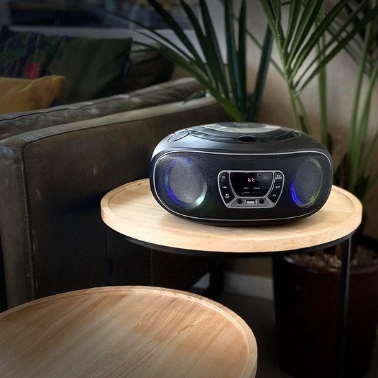 Denver Draagbare Radio CD Speler Kinderen - Bluetooth - Lichteffecten - Boombox - AUX - FM - TCL212BT - Grijs