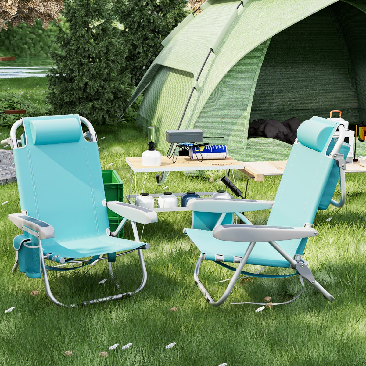 Coast Strandstoel - 2 stuks - Inklapbaar - Max. 150 kg - 66 x 65 x 78 cm -Blauw