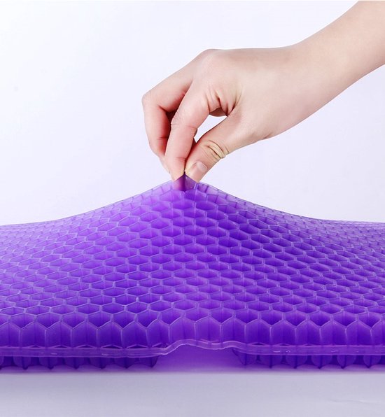 Fuegobird Gelkussen - Ergonomisch kussen - Zitkussen orthopedisch - Dubbellaagse honingraatstructuur - Met Kussenhoes - Paars