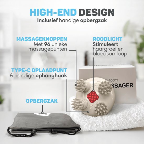 Vulpes Goods® BodyCare - Hoofdmassage Apparaat met Infrarood – Elektrisch Massageapparaat - Scalp Massager - Haarborstel – Stimuleert Haargroei & Bloedsomloop - USB Oplaadbaar