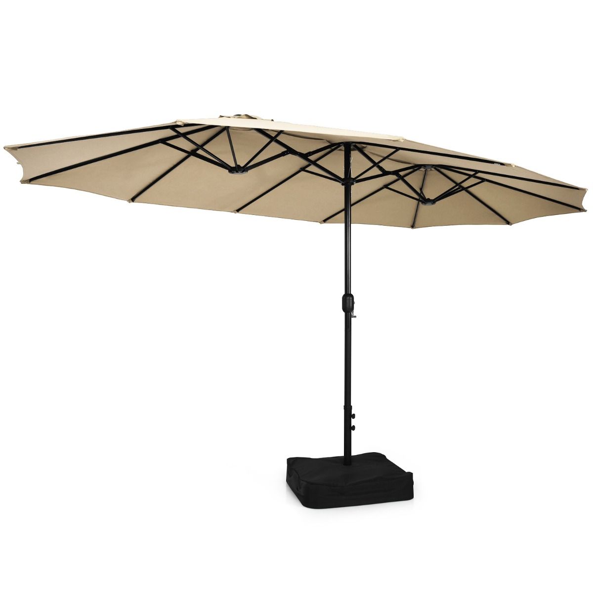 Coast Dubbele Terrasparasol met Standaard - XXL schaduw - Zwengelmechanisme - Beige 451,5 x 264 cm