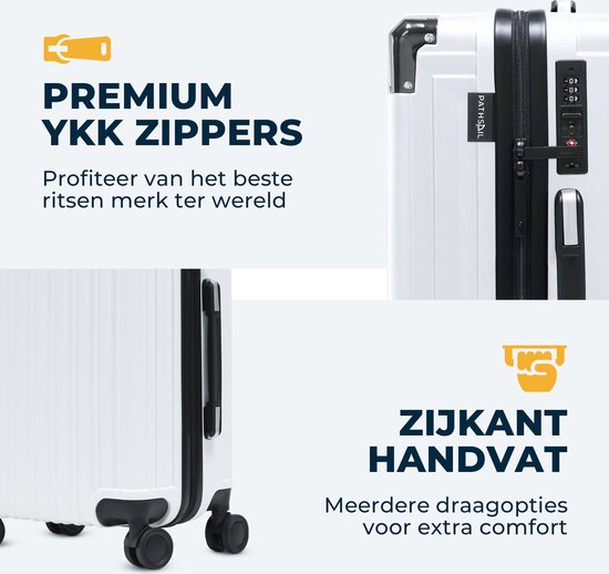 Pathsail® Handbagage Koffer 40L x 55CM - PC - Lichtgewicht Trolley - Incl. TSA slot & Spinner wielen - Wit