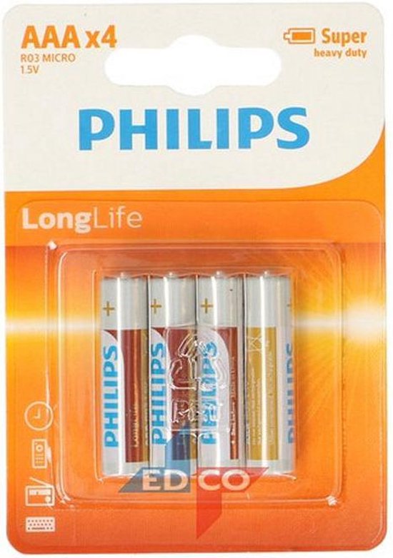 Philips LongLife Batterij AAA 4-pack