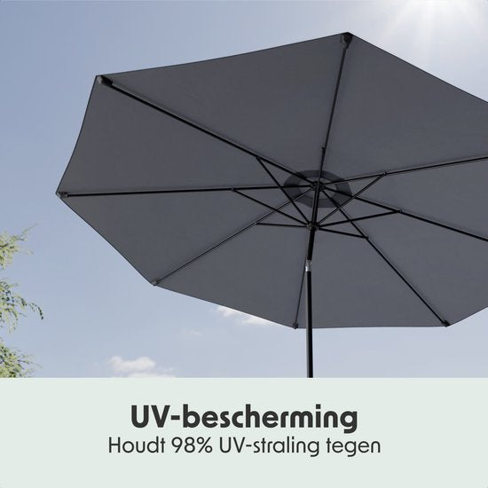 LifeGoods Parasol - Tuin - Ø350 cm - 30° Kantelbaar - Waterdicht - UPF50+ - Donkergrijs