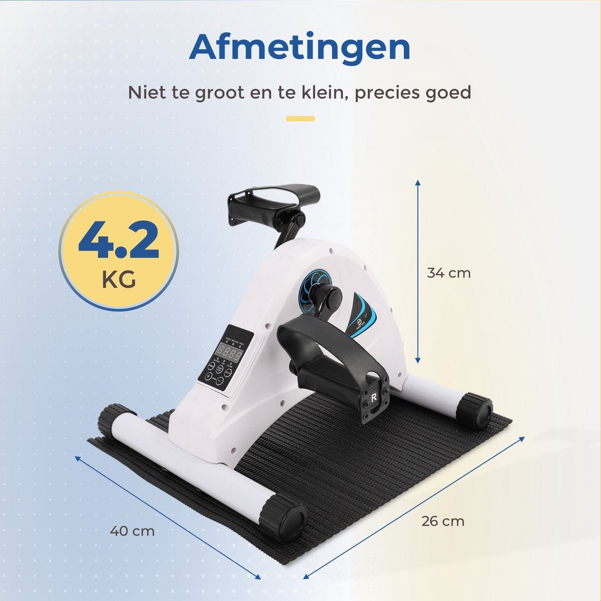 SafeLife Mini Hometrainer – Elektrisch & Verstelbare Weerstand – 26 x 40 x 34 cm – Wit