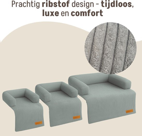 By Cee Cee Origineel Hondendeken Bank – Hondenkleed Bank - Hondenmand - Premium - Volledig Afritsbaar -Ribstof - Donkergrijs - 75x90 - Maat S