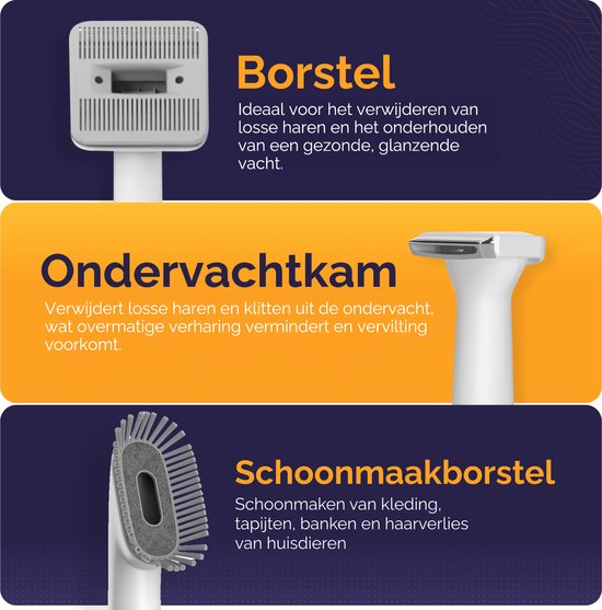 Viervoeter® Professionele 15 Delige Hondentondeuse met stofzuiger - Voor dikke vacht - Zuigen & Trimmen - Verzorginsset - Katten en Honden