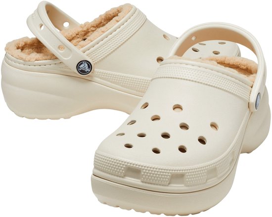 Crocs Classic Platform Lined Clogs Beige EU 38-39 Vrouw