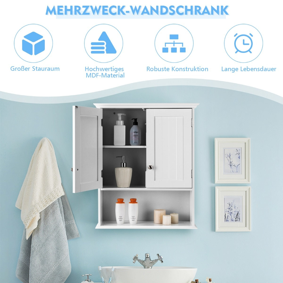 Coast - Badkamerkast - Hout - Wit - 60 x 20 x 70,5 cm