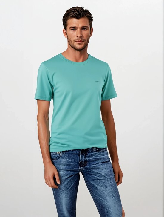 LEBASQ - The Baker - T shirt - Met Korte mouw - Lagoon - M - biologisch katoen - 3D print op borst