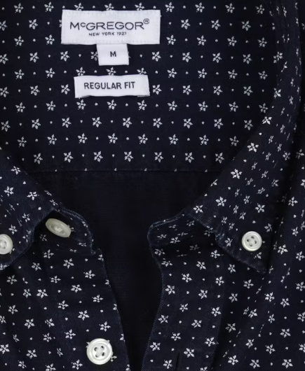 McGregor Indigo Overhemd Heren Navy – Regular Fit – 100% Katoen – Maat L