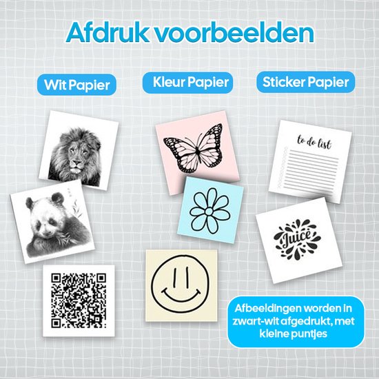 Gatson Mini Printer - Inclusief 14 Rollen Papier (Sticker, Normaal & Kleur) + 5 pennen - Mini Printer voor Mobiel - Pocket Printer - Mobiele Fotoprinter