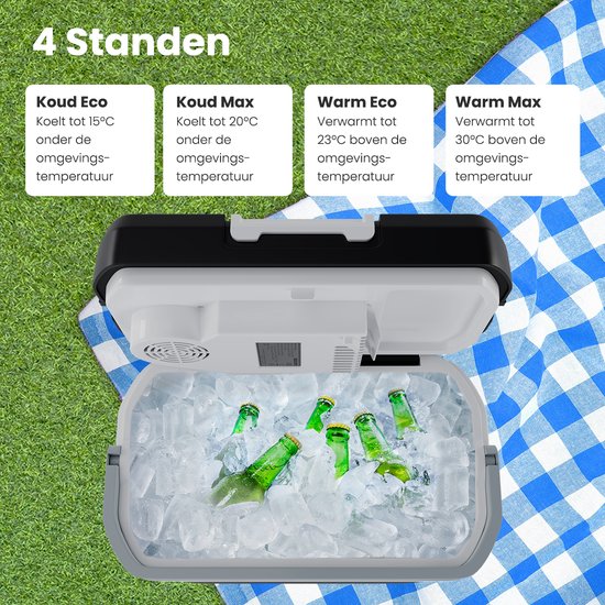 Auronic Koelbox Elektrisch 12V en 230 volt - 20L - Camping Koelkast - Auto - Koelen en Verwarmen - Frigobox - Zwart