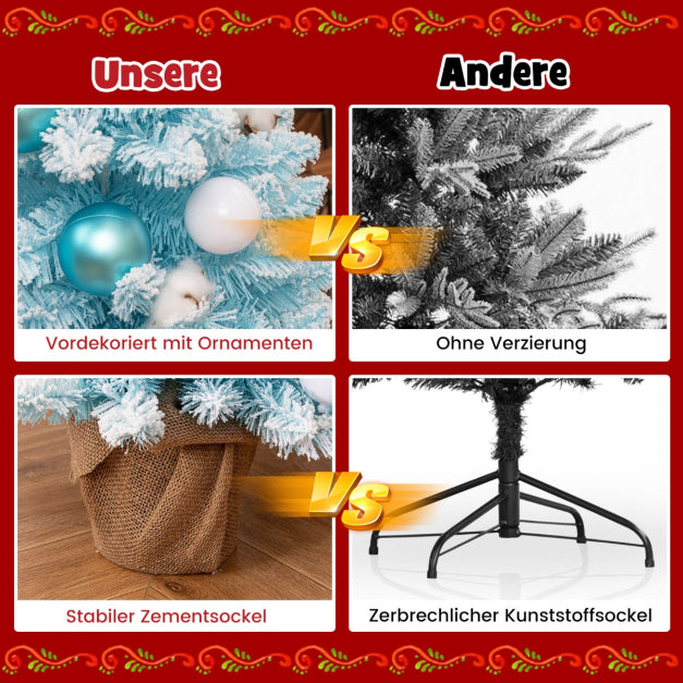 Coast Kerstboom - PVC - 136 Takpunten - Incl. 24 Ballen & 12 Wattenbollen - 44x90 cm - Blauw