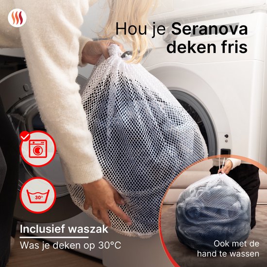 Seranova Elektrische Deken XXL - 180x160 cm - 2 persoons Bovendeken - Warmtedeken - Dubbelzijdig - Fleece Sherpa - Blauw