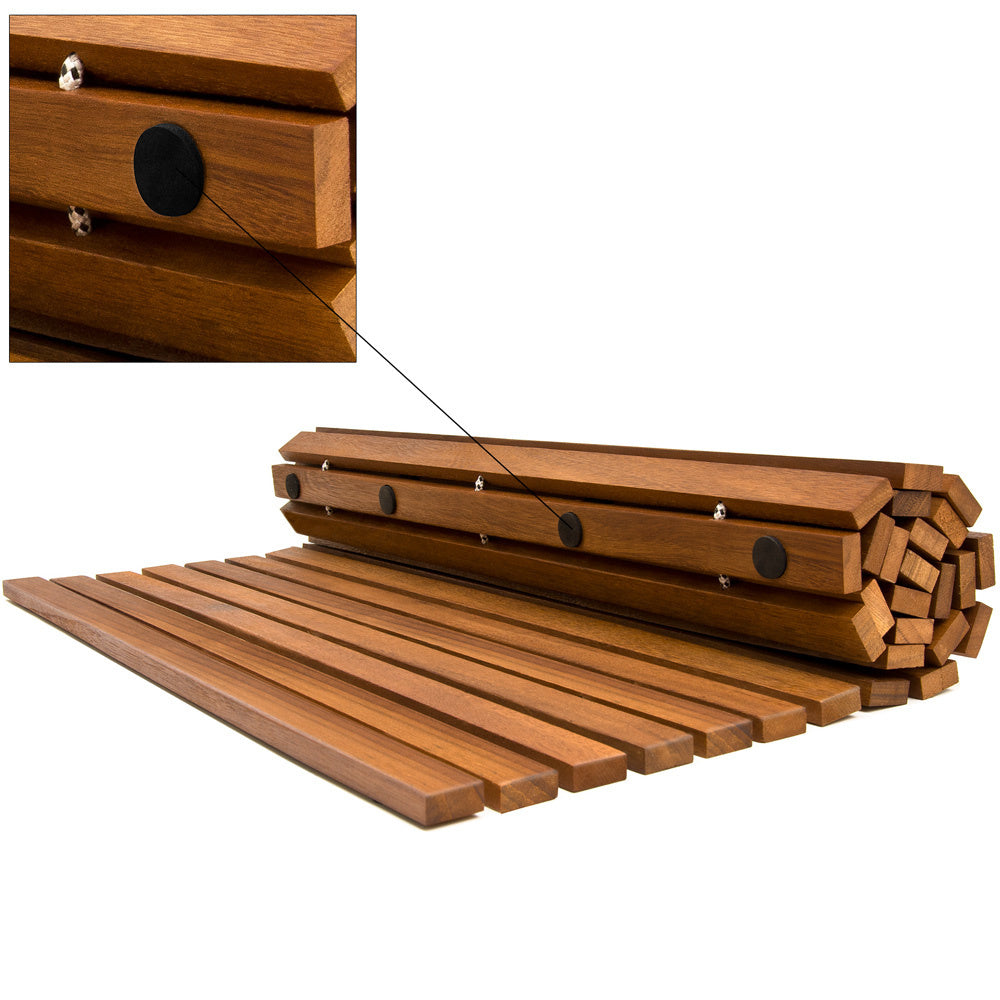 Badmat - Acaciahout Antislip Strepenpatroon 76x50cm - FSC gecertificeerd