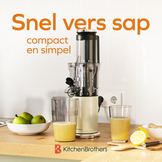 KitchenBrothers Slowjuicer - Verticaal - Juicer - Groenten en Fruitpers - 80 mm - 750 ml - Champagne