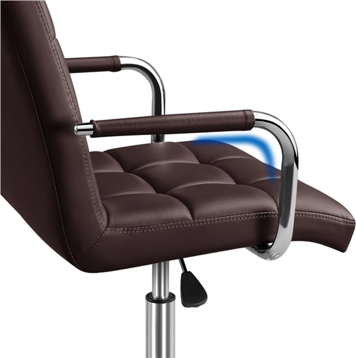 Yaheetech Bureaustoel Met Verstelbare Zithoogte – 55 x 60,5 x 86,5-102 cm – Voorzien Van Comfortabele Schuimvulling En Geluidsdempende Wielen En Gegalvaniseerd Metalen Frame – Voor Kantoor En Thuiswerkplek – Bruin Kunstleer En Metaal