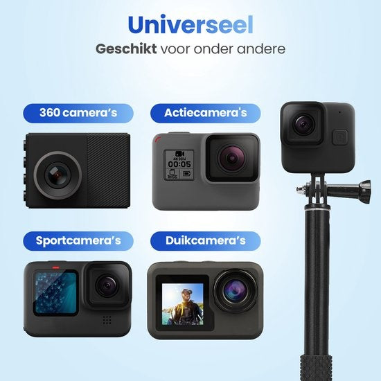 Garpex® Universele Selfiestick XL - Uitschuifbaar tot 95cm - Selfiestick - Geschikt voor diverse Actioncamera's - Selfiesticks - Waterproof - Groen