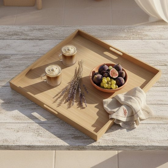 AXI Bayu Teak Dienblad – 80 x 80 x5 cm – Vierkant Dienblad – Teakhout – Voor Glazen en Tafelaankleding – Voor Binnen en Buiten