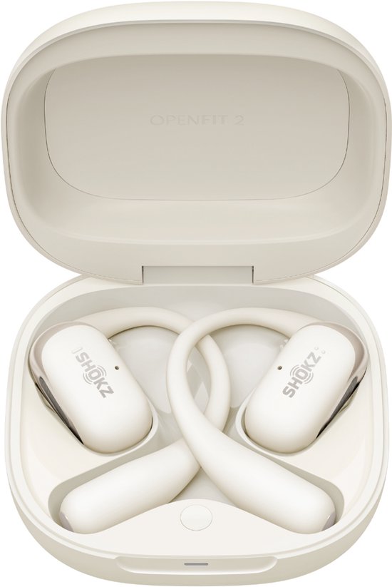 Shokz OpenFit 2 Open-ear Sporthoofdtelefoon – Draadloze Oordopjes – Beige