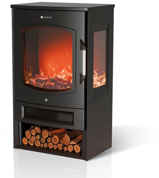 Elektrische Haard / Sfeerhaard - 1800W - Incl. Vlameffect, Warmtefunctie en App-bediening - Zwart, Kachel Vrijstaand