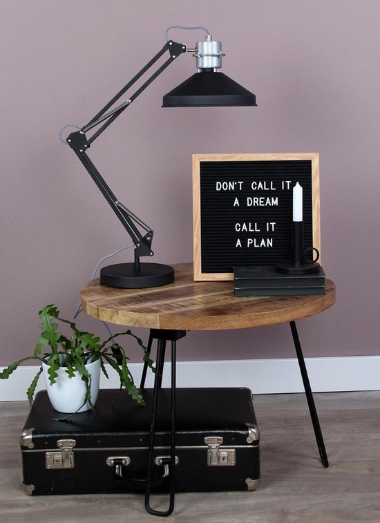 Anne Lighting Zappa - Tafellamp Industrieel - Zwart - H:80cm - Ø:18cm - E27 - Voor Binnen - Metaal - Tafellampen - Bureaulamp - Bureaulampen - Slaapkamer - Woonkamer - Eetkamer
