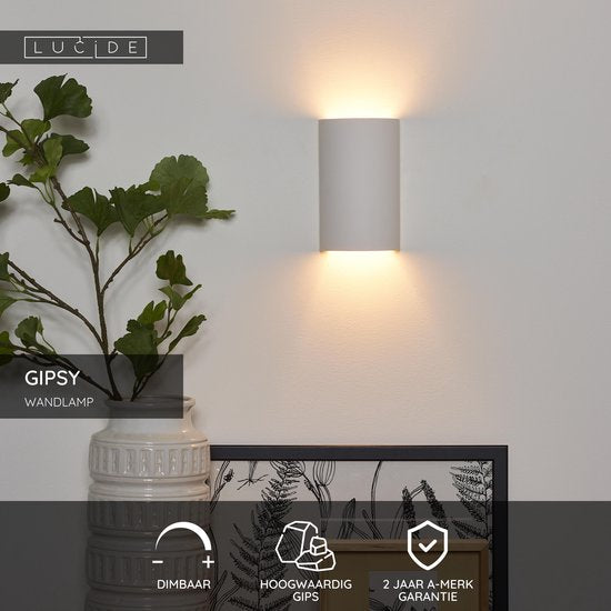 Lucide GIPSY - Wandlamp - 1xG9 - Wit - Japandi