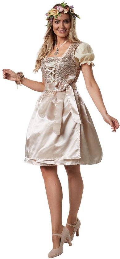 Dressforfun Mini-dirndl Burgau model 1 L - verkleedkleding kostuum halloween verkleden feestkleding carnavalskleding carnaval feestkledij partykleding - 302987