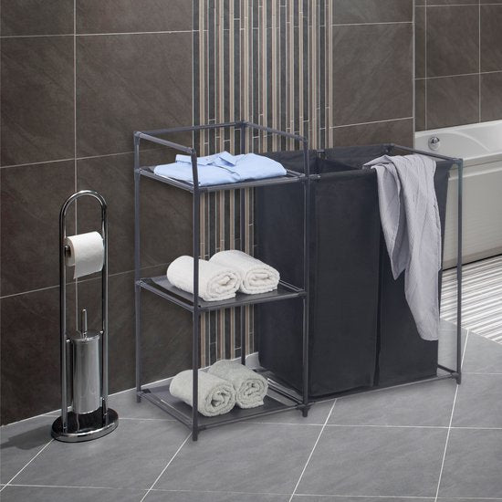 Herzberg HG-04531: Wassorteerder met 2 Afneembare Zakken en een Opslagplank van 3 Niveaus