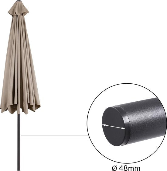 Kingsleeve Parasol - met Draaimechanisme - Taupe Ø 330cm