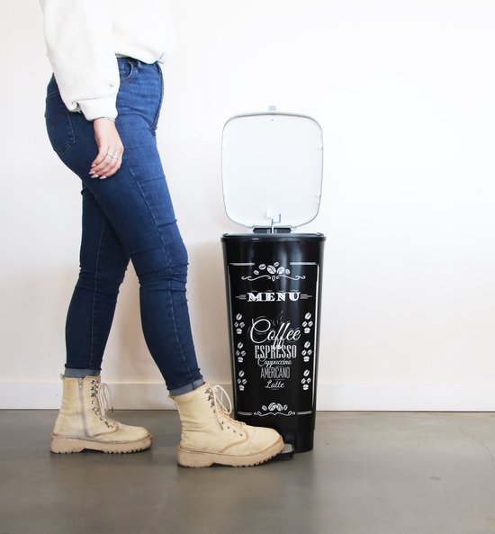 Kis Chic Bin Coffee Menu Prullenbak - 50 l - zwart